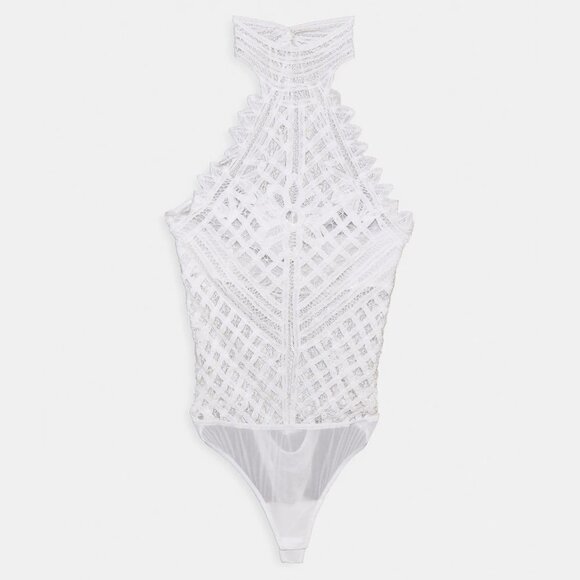 NWT Free People white lace-like crochet thong bodysuit, L - Picture 14 of 16